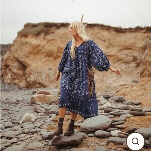 Indian indigo block print midi dress